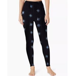 Beyond Yoga Power Shine High Waisted Midi Leggings Black Blue Metallic - Size XS